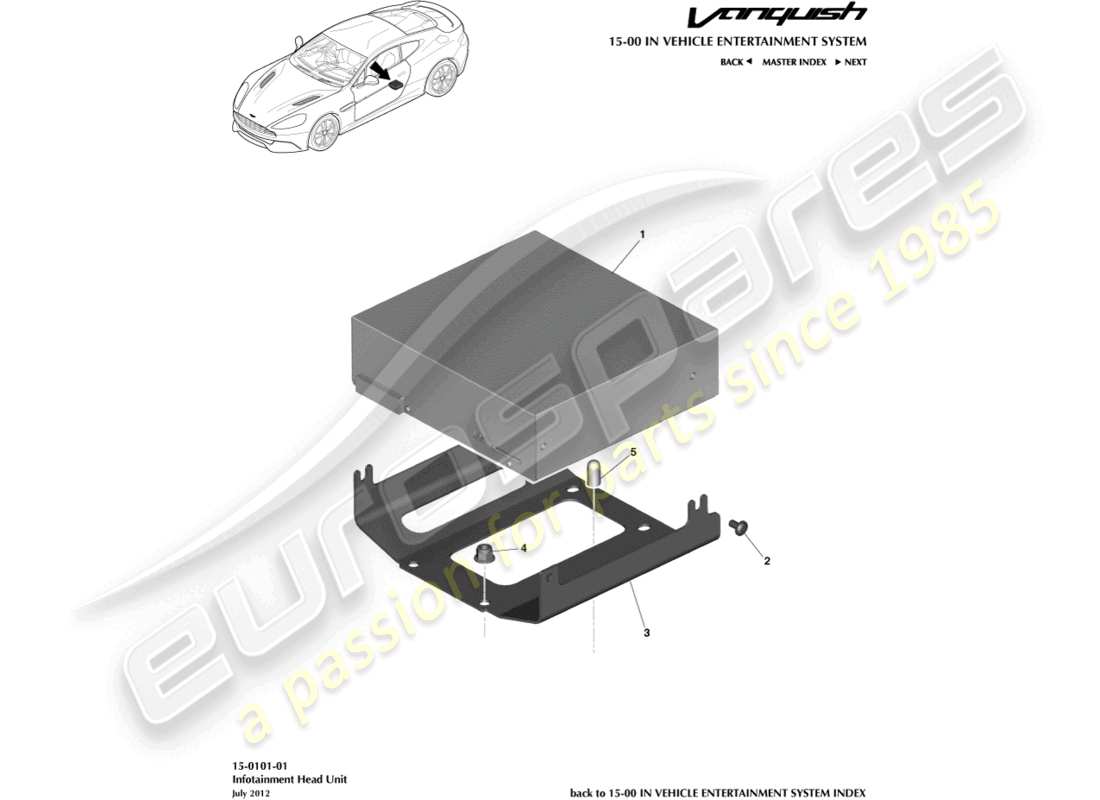 a part diagram from the aston martin vanquish (2016) parts catalogue
