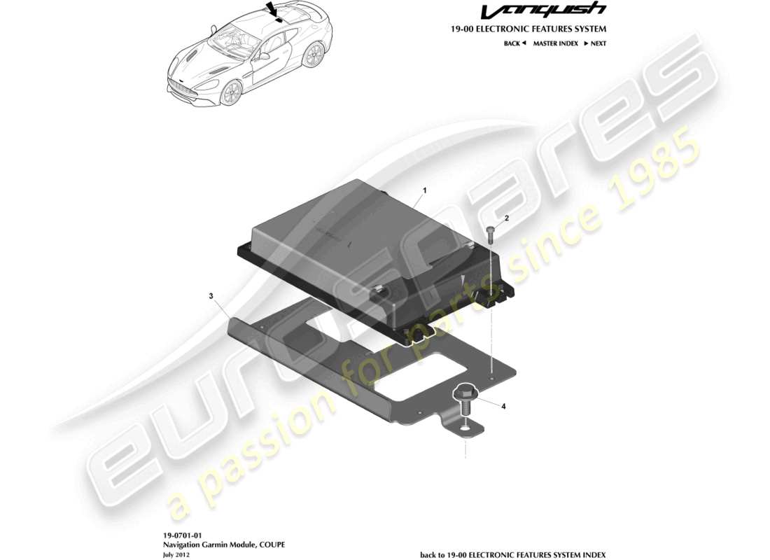 a part diagram from the aston martin vanquish (2017) parts catalogue