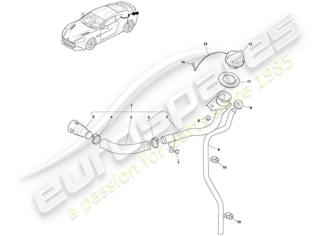 a part diagram from the aston martin vanquish parts catalogue