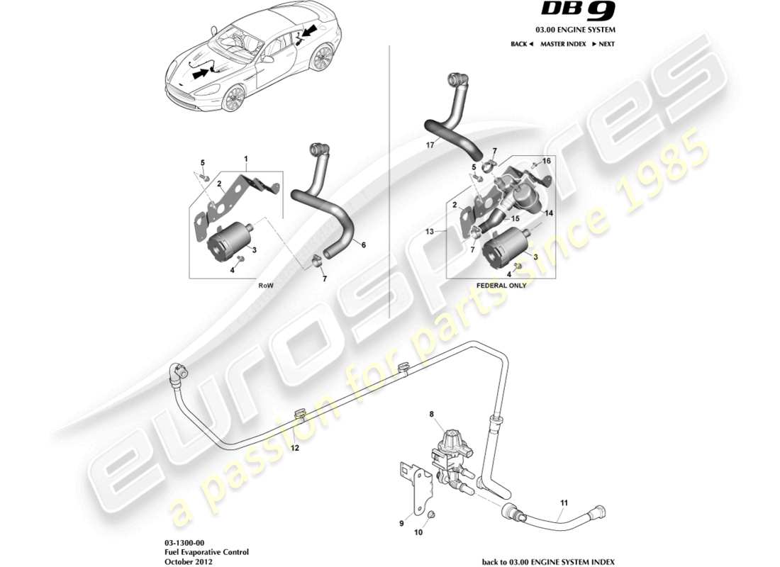 a part diagram from the aston martin db9 (2016) parts catalogue