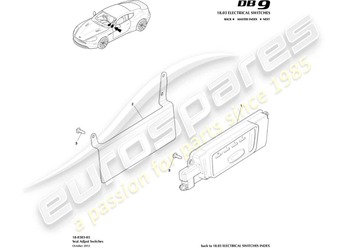 a part diagram from the aston martin db9 (2013) parts catalogue