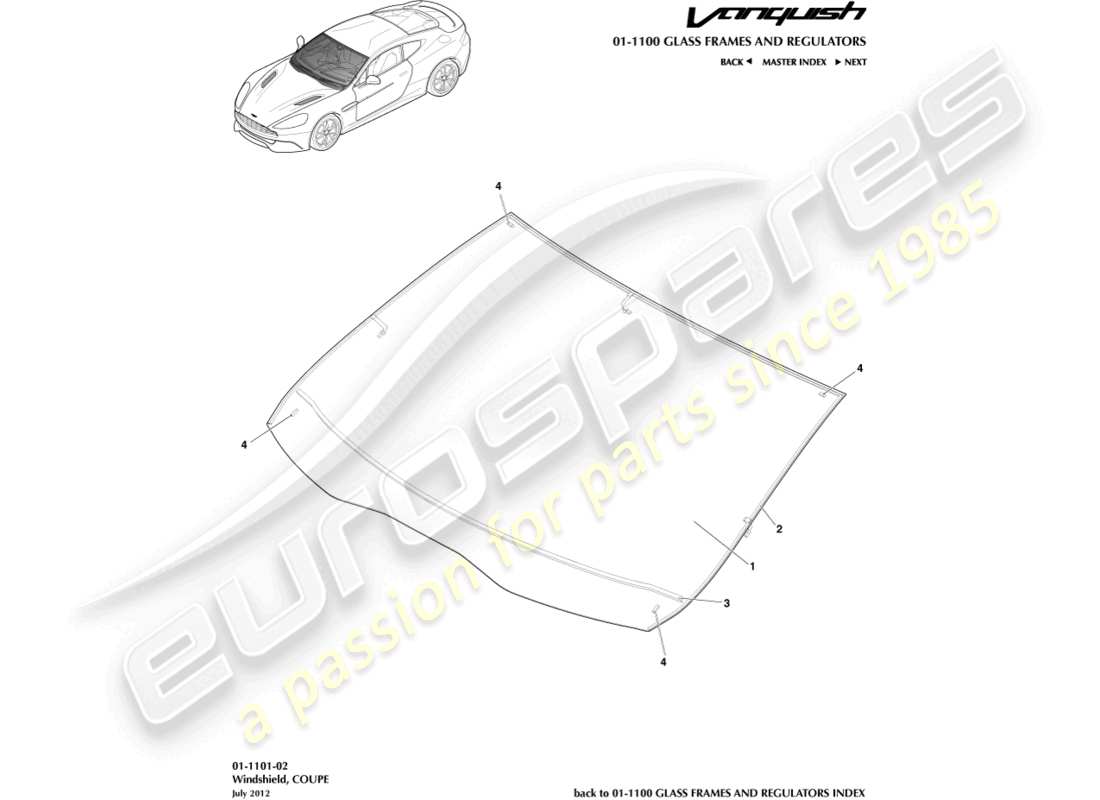 a part diagram from the aston martin vanquish (2016) parts catalogue