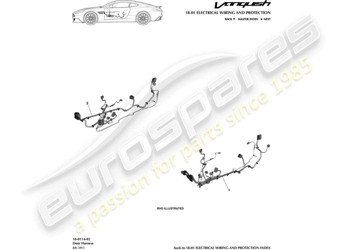 aston martin vanquish (2018) door harness part diagram