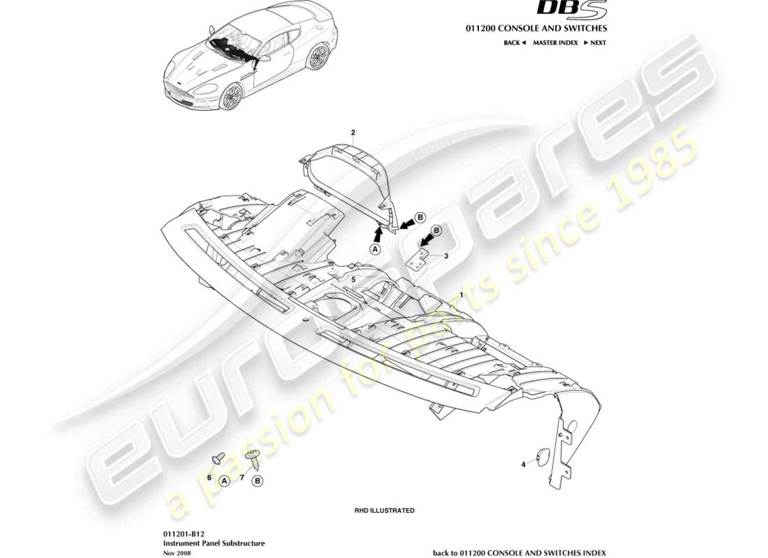 aston martin dbs (2008) ip substructure part diagram