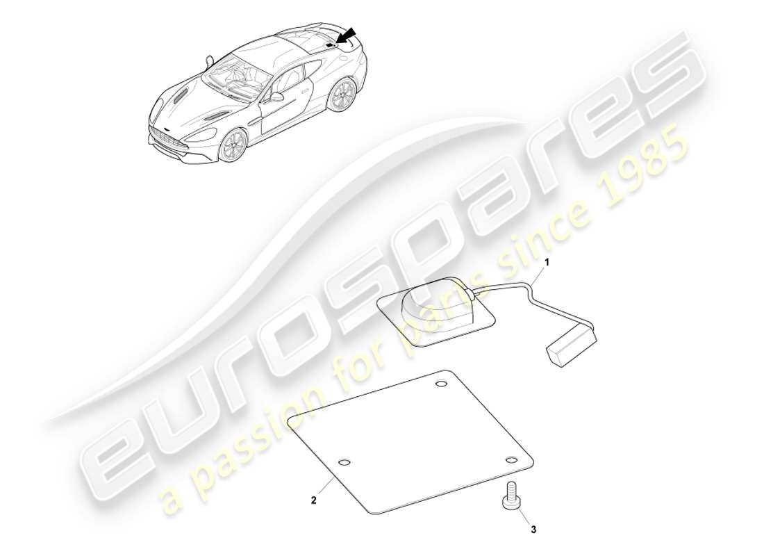 aston martin vanquish (2013) gps antenna, coupe part diagram