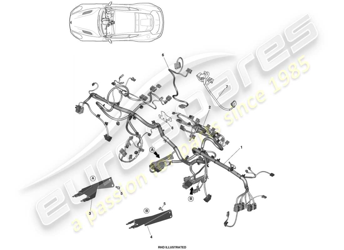 aston martin vanquish (2013) ip harness part diagram