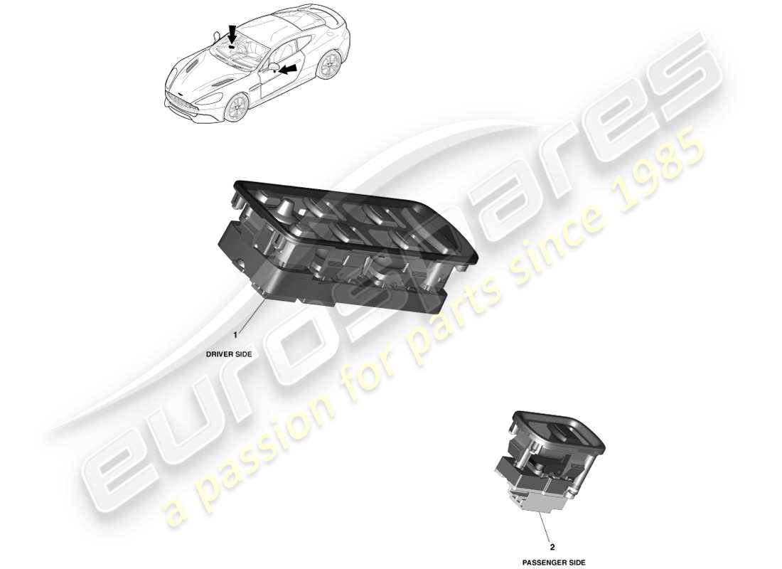 aston martin vanquish (2013) door mounted switches part diagram