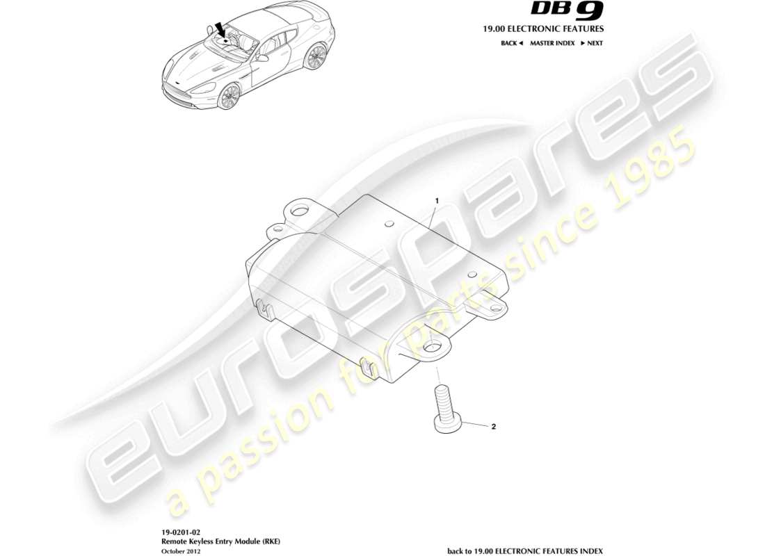 aston martin db9 (2015) rke part diagram