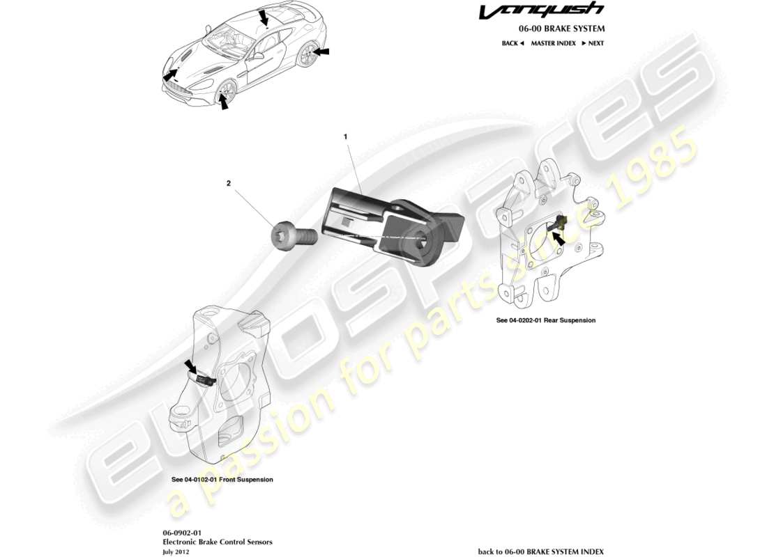 aston martin vanquish (2015) wheel speed sensor part diagram