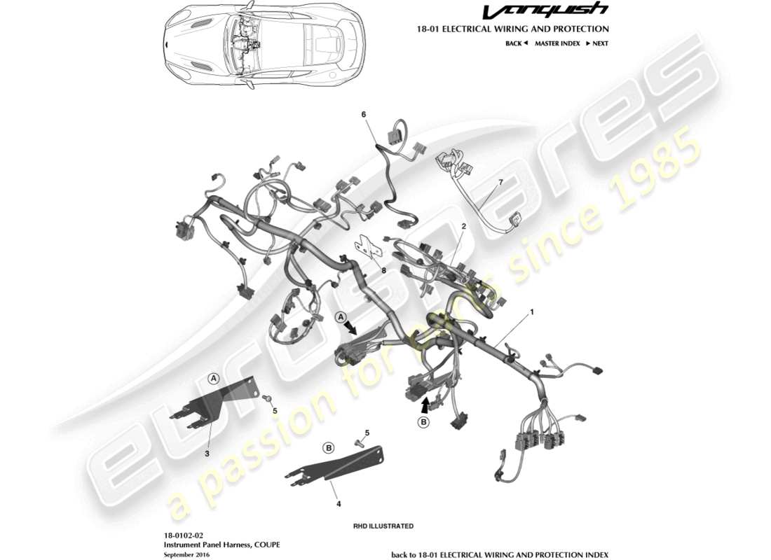 aston martin vanquish (2015) ip harness part diagram