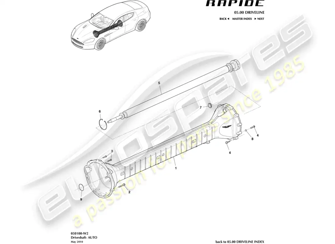aston martin rapide (2017) torque tube assembly, 6 spd parts diagram