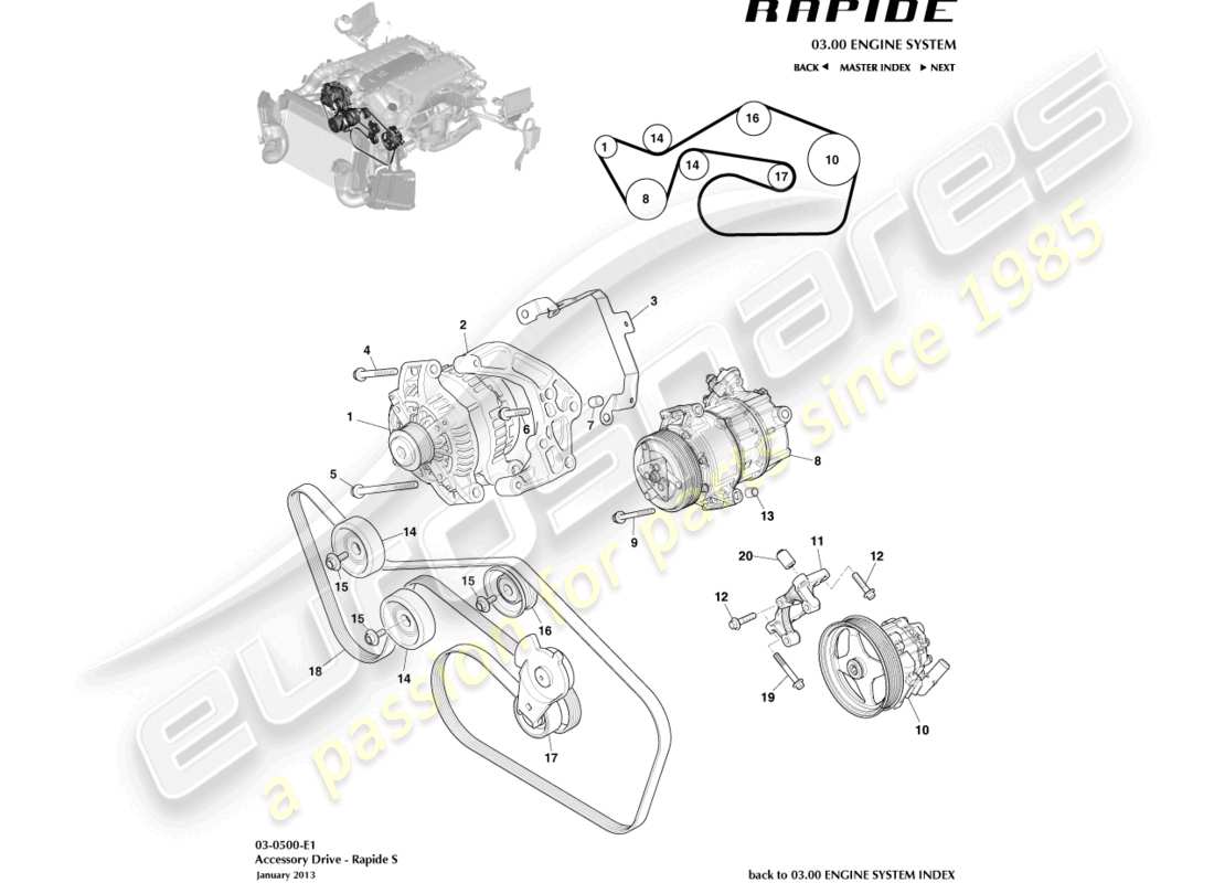 aston martin rapide (2010) accessory drive part diagram