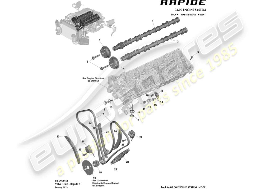 aston martin rapide (2010) valve train part diagram