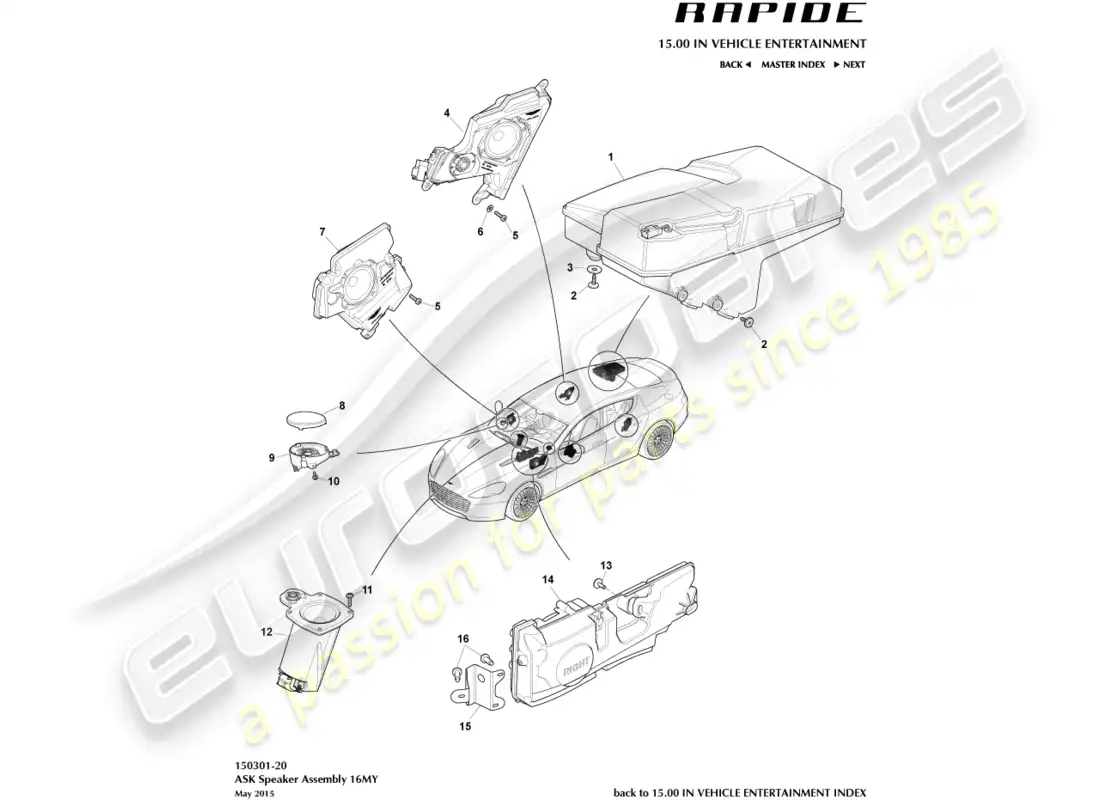 aston martin rapide (2017) speakers, ask parts diagram
