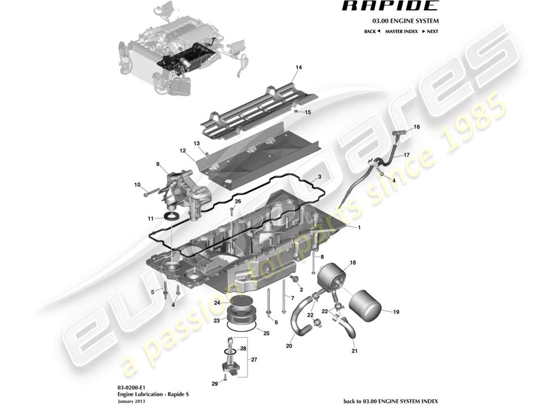 aston martin rapide (2010) engine lubrication part diagram