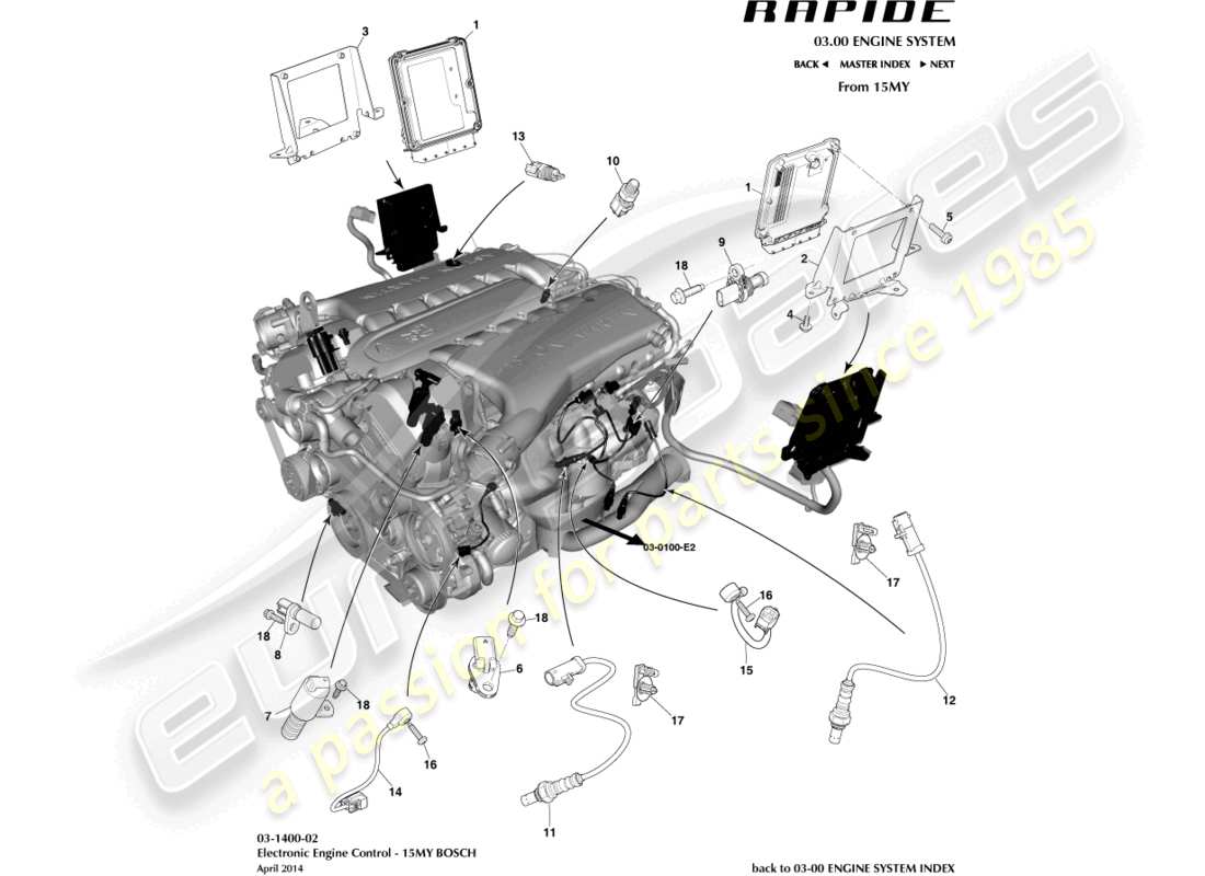 aston martin rapide (2014) electronic engine control, 15my part diagram