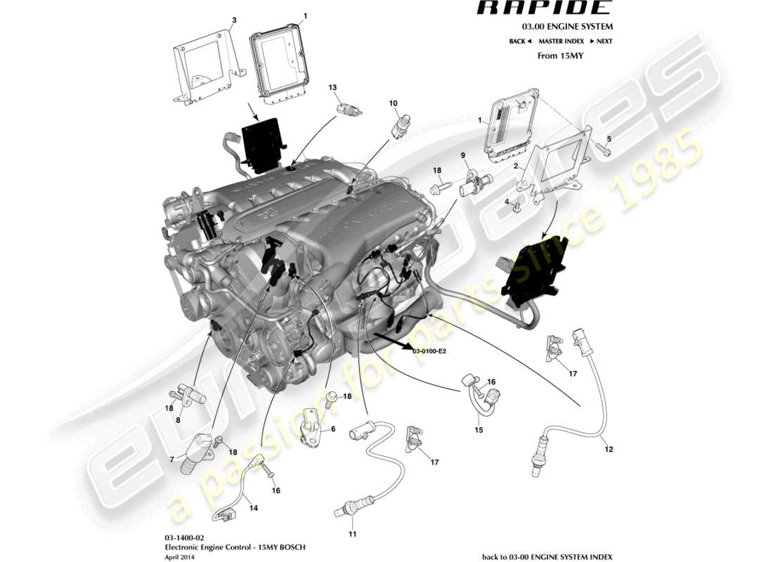 aston martin rapide (2013) electronic engine control, 15my part diagram