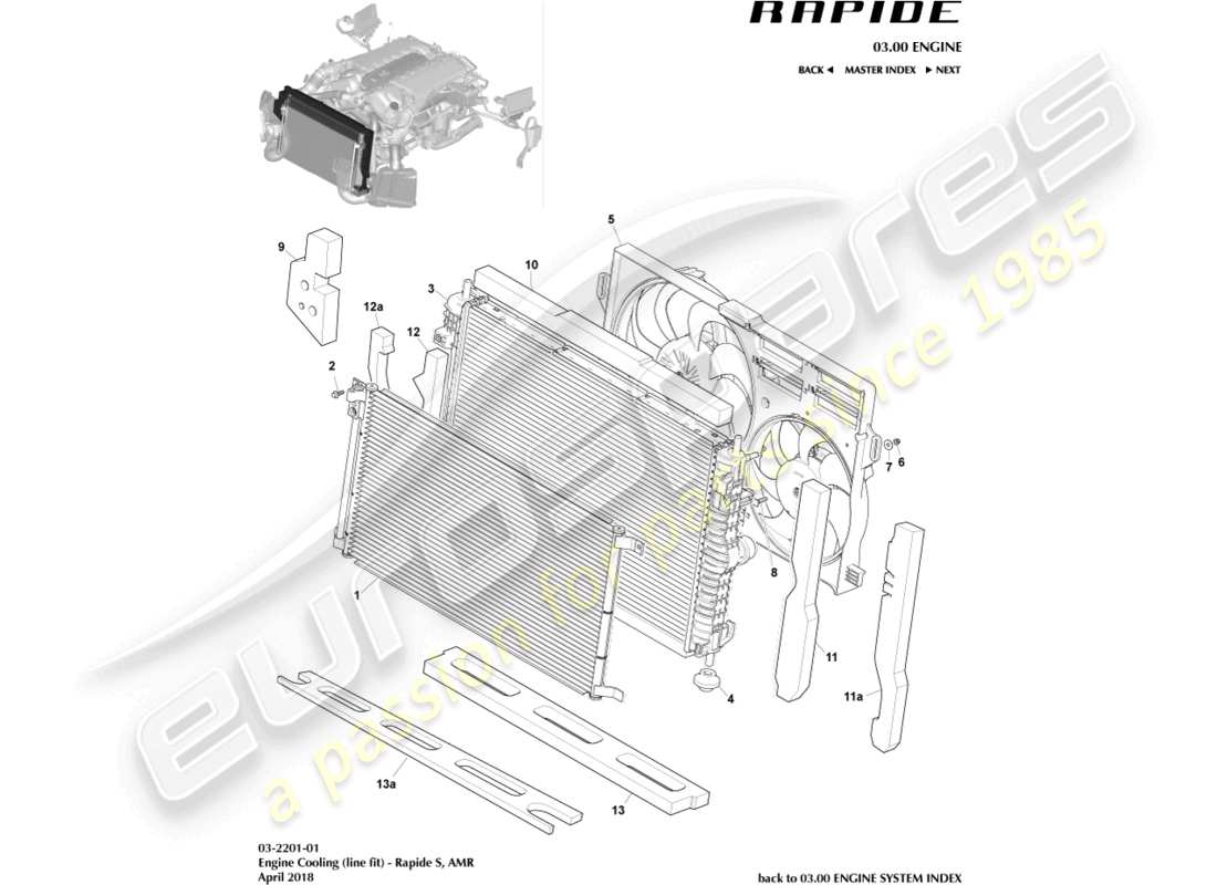 aston martin rapide (2010) engine cooling, line fit part diagram