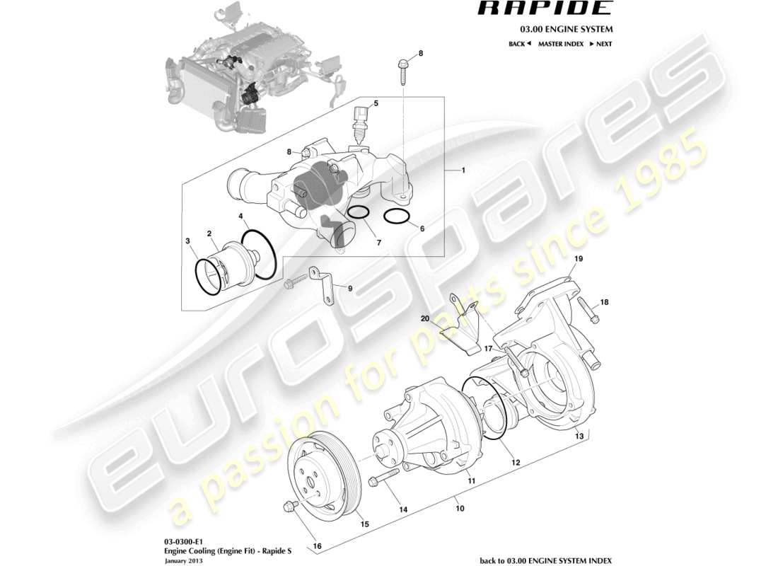 aston martin rapide (2010) engine cooling part diagram