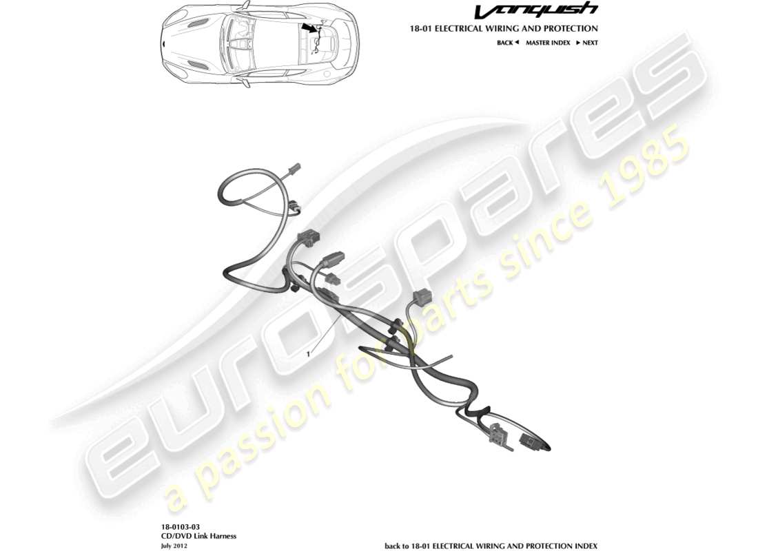 aston martin vanquish (2015) cd/dvd link harness part diagram