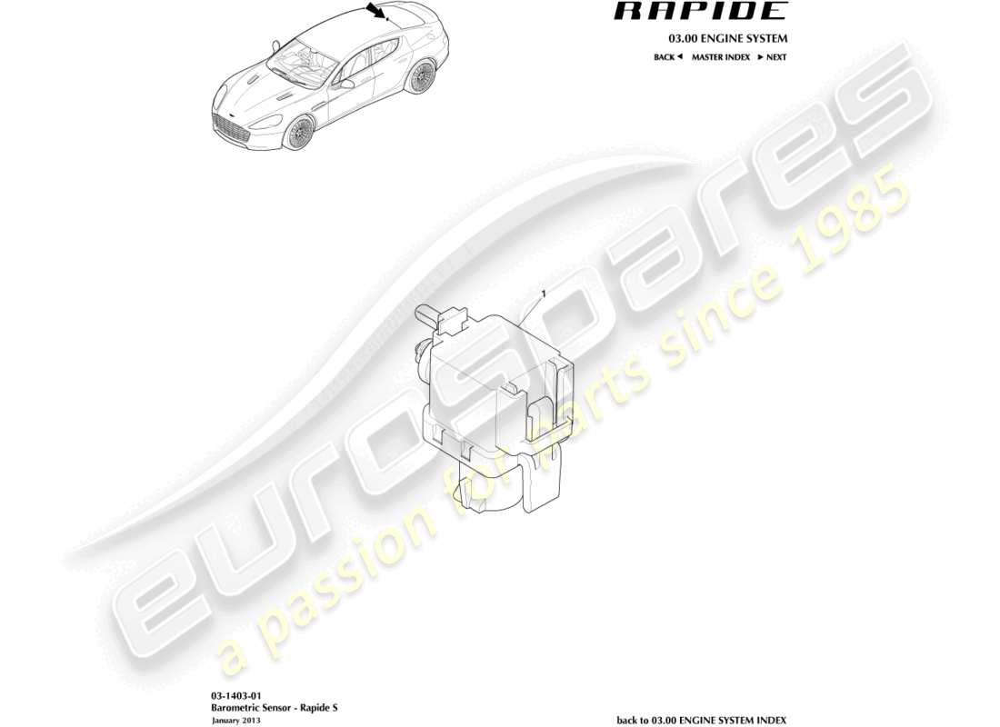 aston martin rapide (2016) barometric sensor part diagram