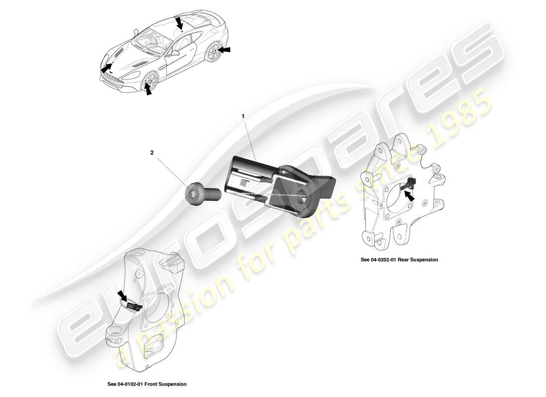 aston martin vanquish (2013) wheel speed sensors part diagram