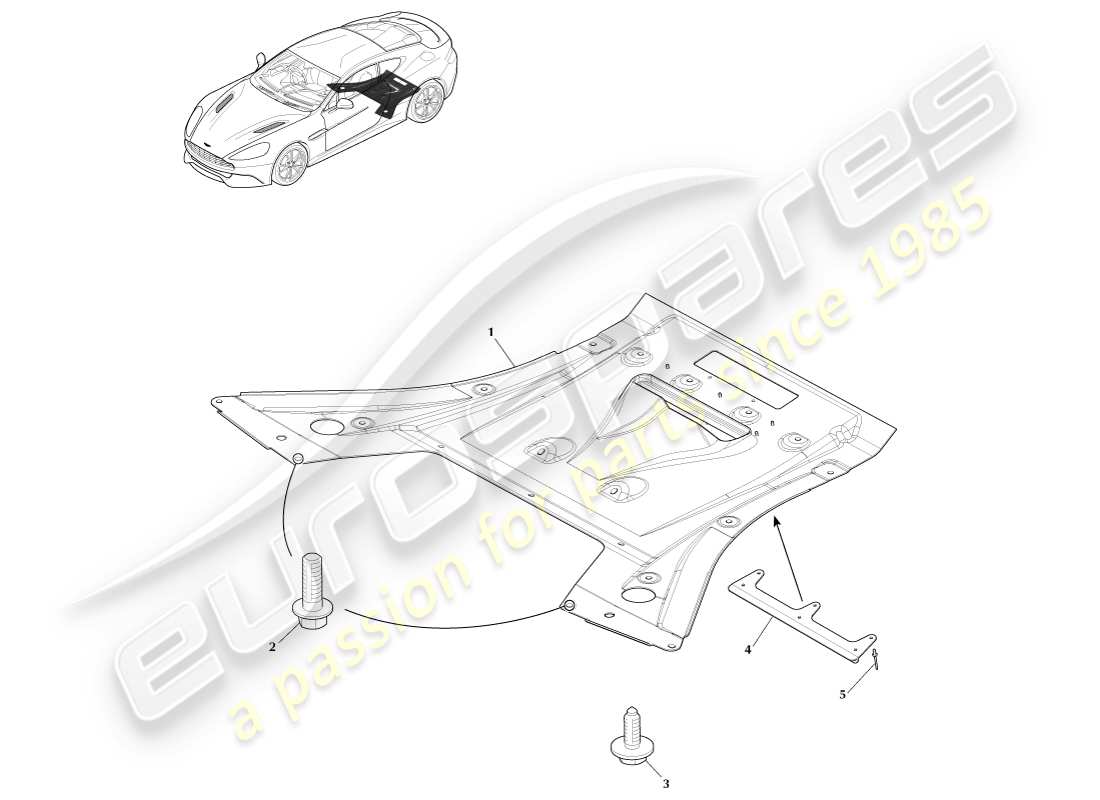 aston martin vanquish (2014) rear undertray, coupe part diagram