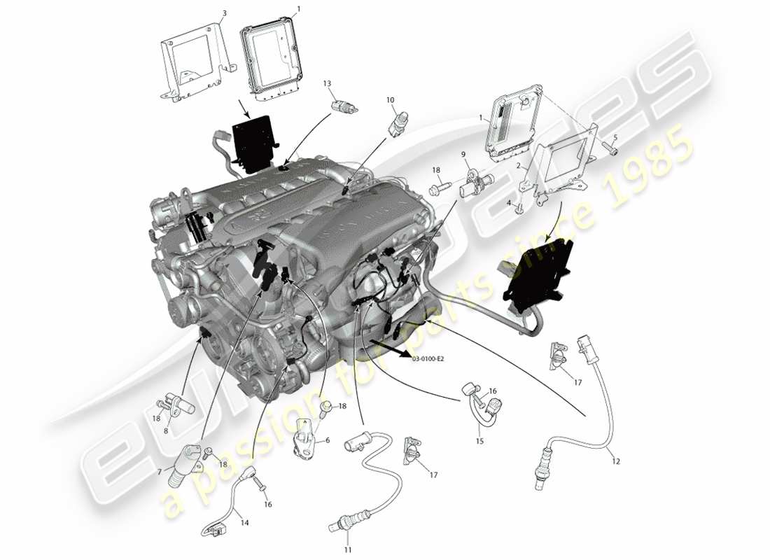 aston martin vanquish (2014) electronic engine control, bosch part diagram