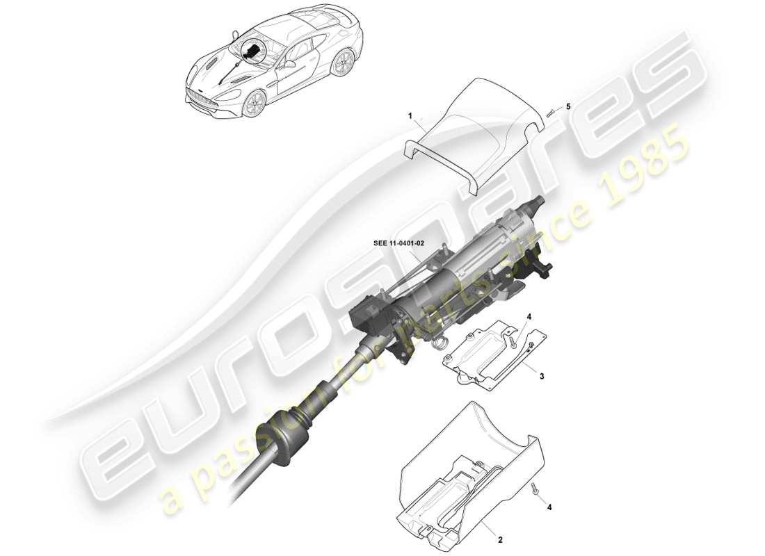 aston martin vanquish (2013) column shroud part diagram