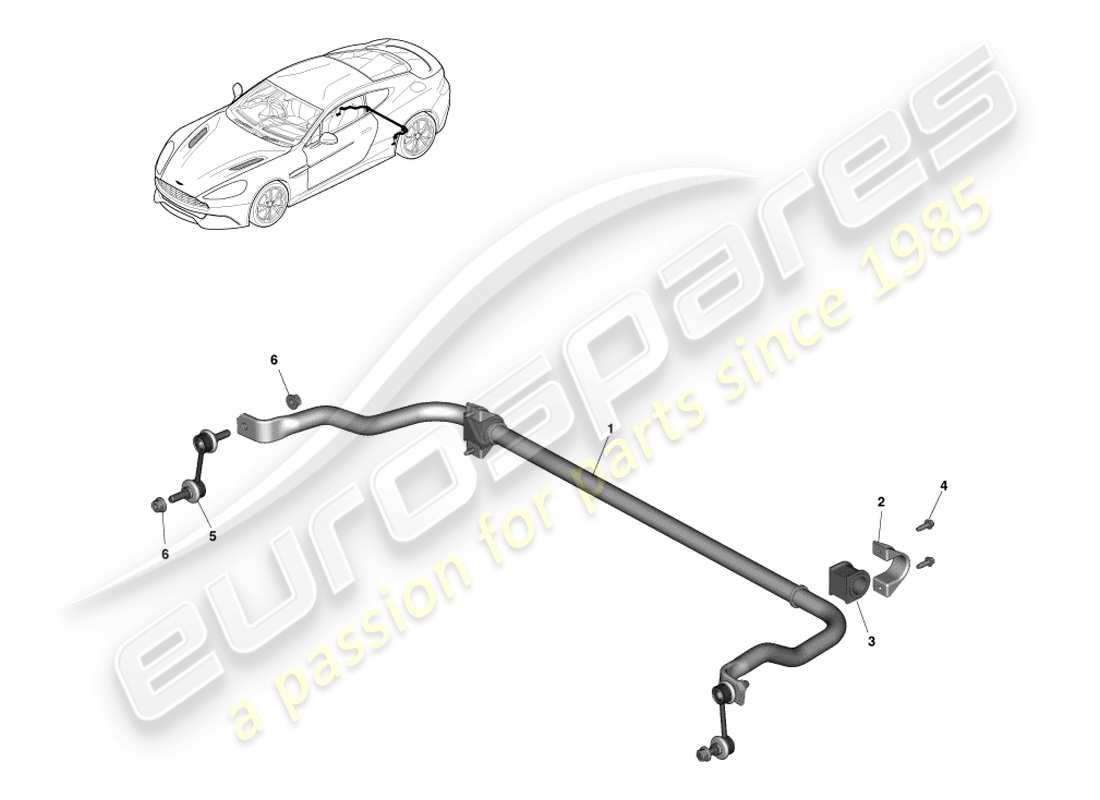 aston martin vanquish (2013) rear stabiliser bar part diagram