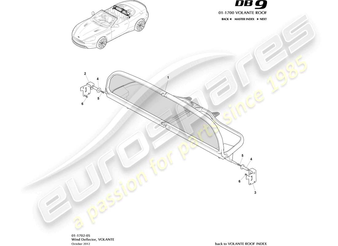 aston martin db9 (2015) wind deflector part diagram