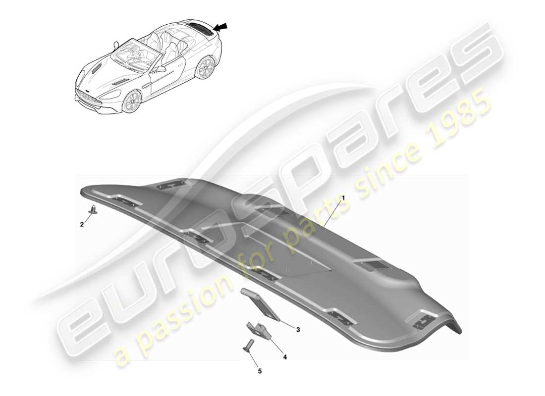 aston martin vanquish (2013) tailgate trim panel, volante part diagram