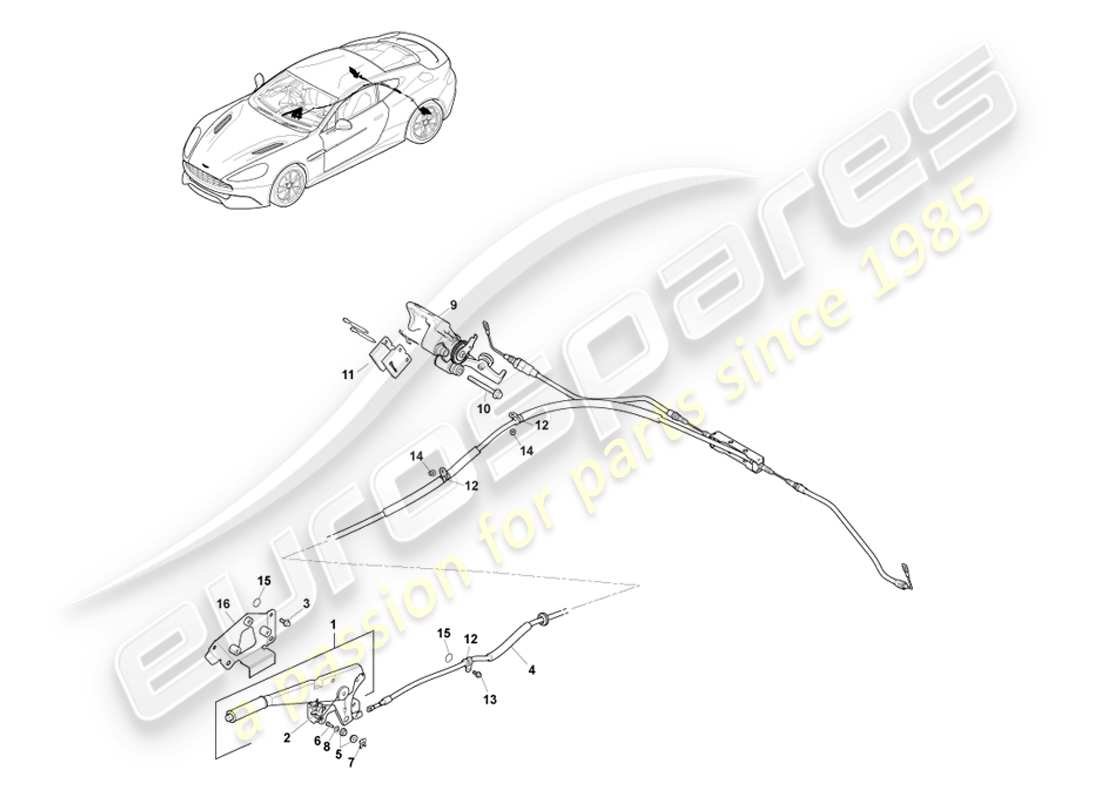 aston martin vanquish (2013) parking brake, rhd part diagram