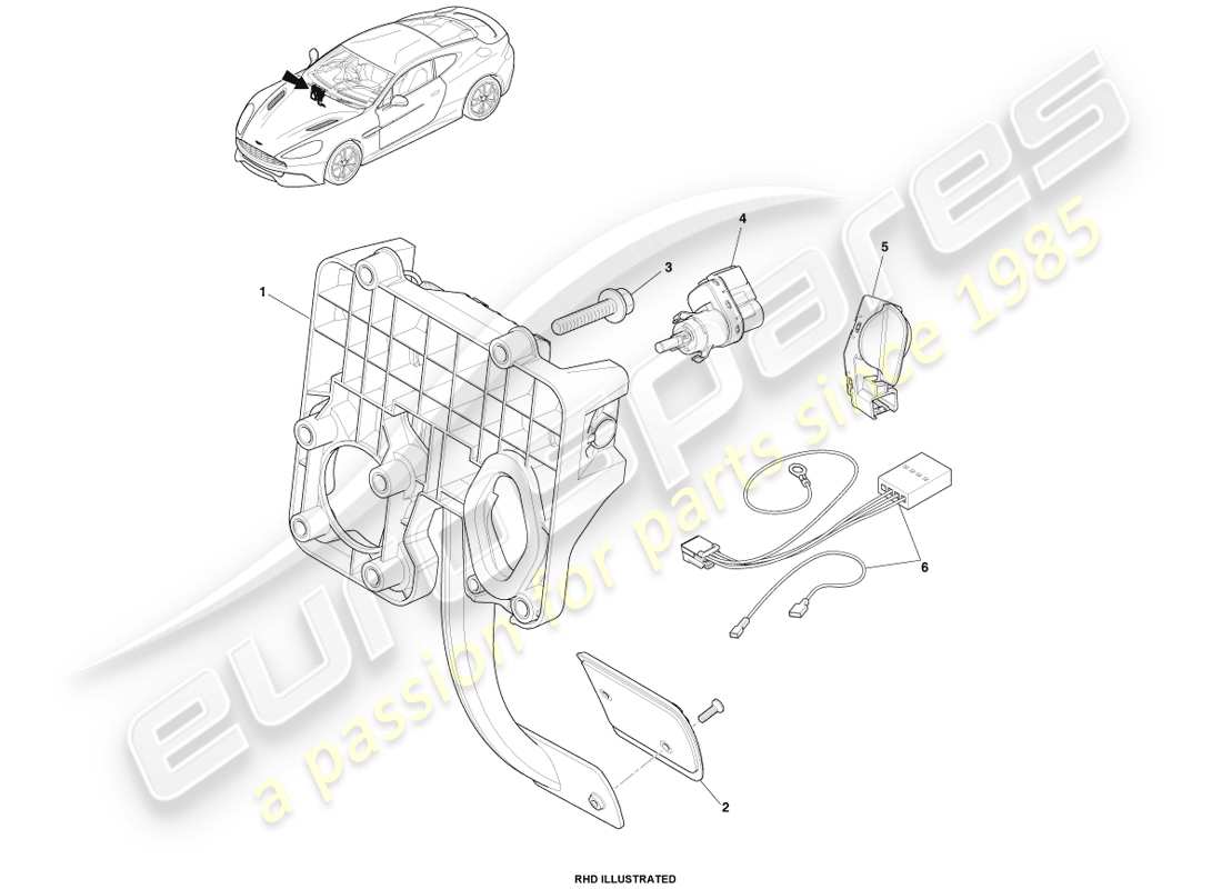 aston martin vanquish (2013) brake actuator assembly part diagram