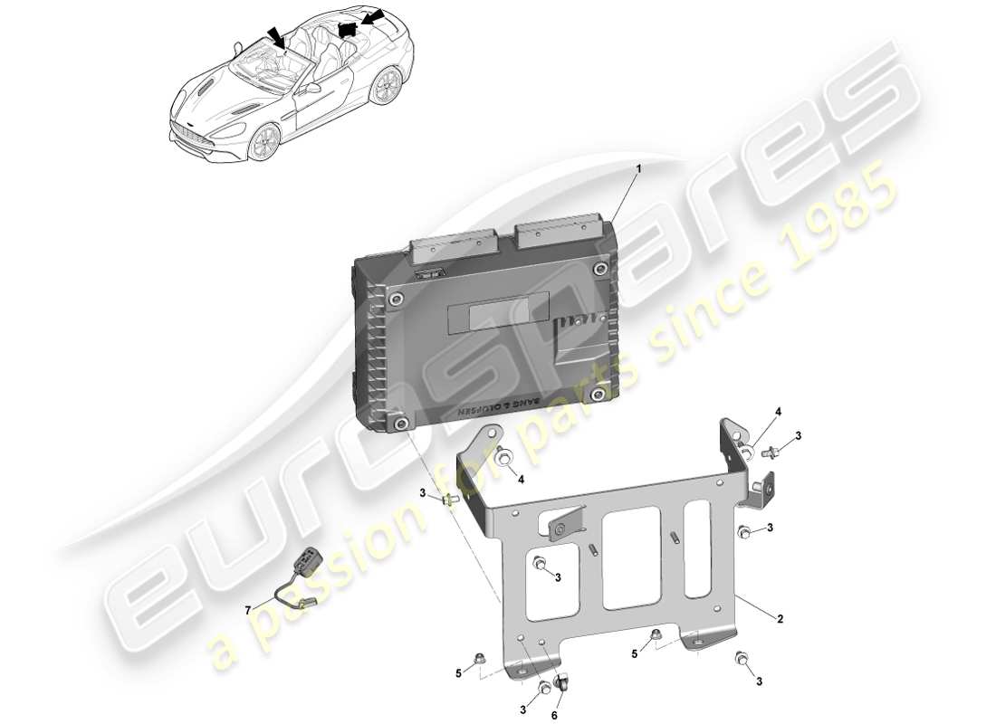 aston martin vanquish (2013) amplifiers, b&o, volante part diagram