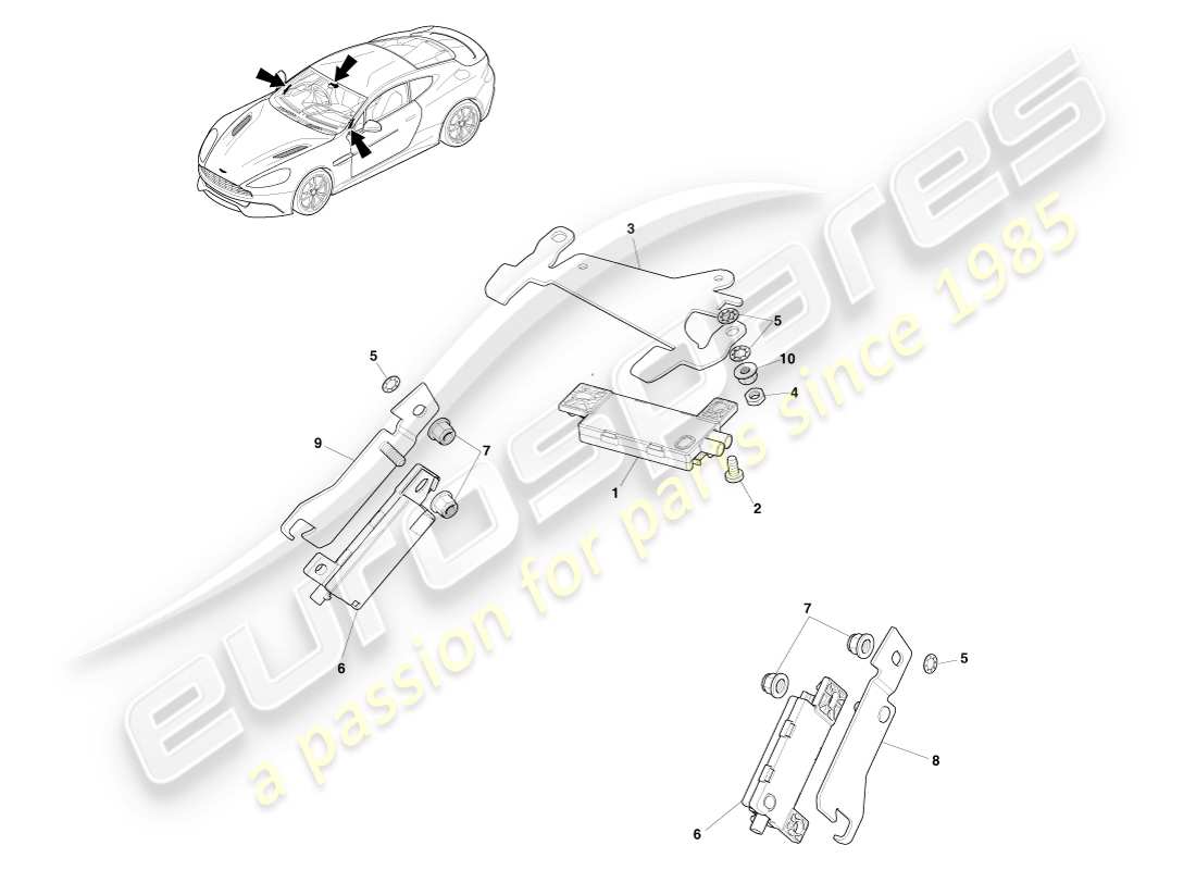 aston martin vanquish (2013) radio antenna part diagram