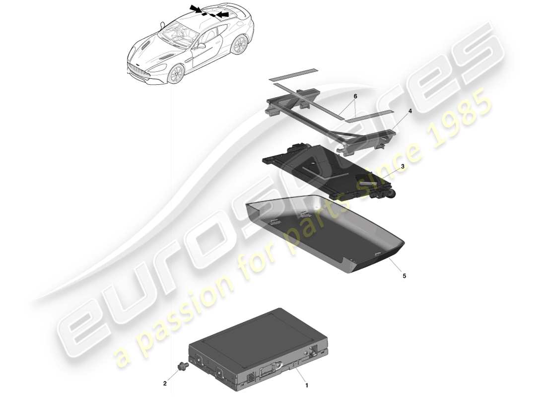 aston martin vanquish (2013) sdars tuner, coupe part diagram