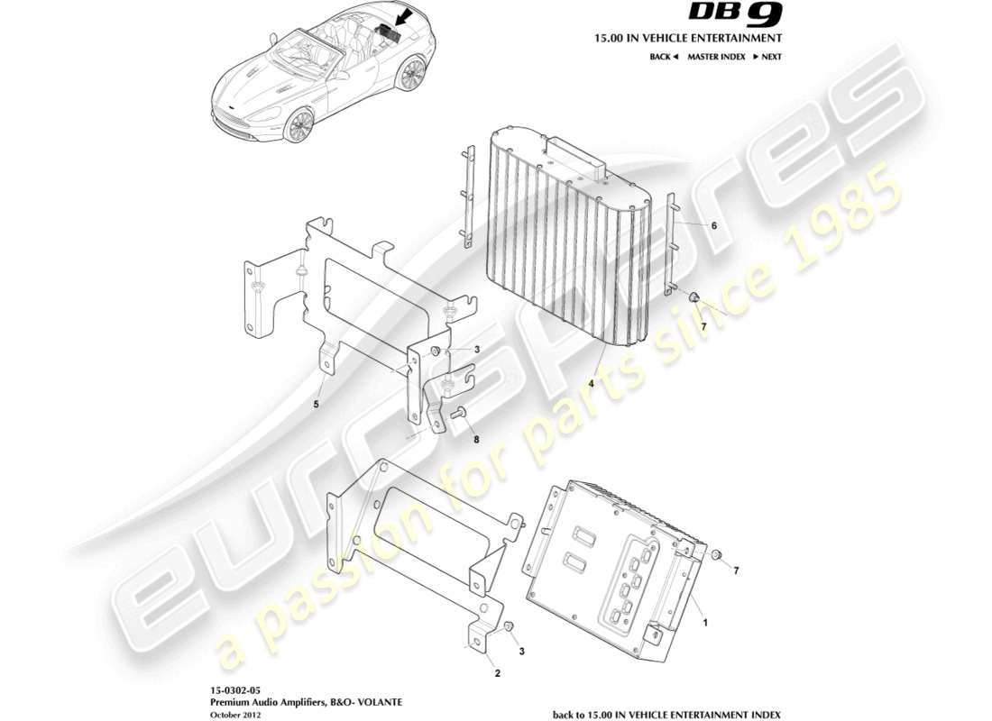 aston martin db9 (2014) amplifiers, b&o, volante parts diagram