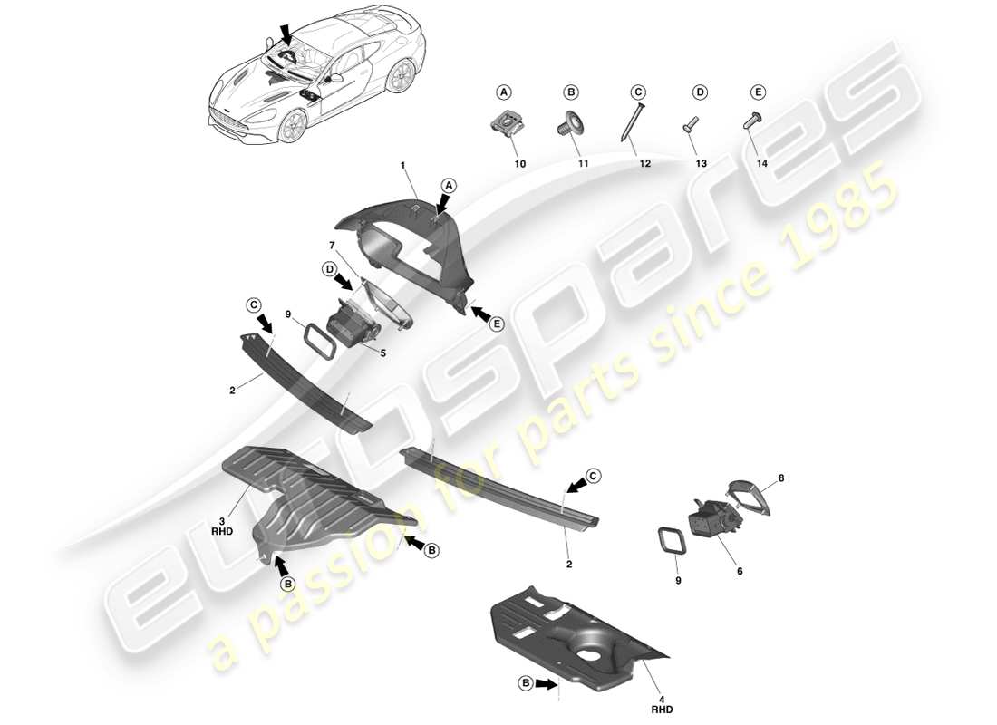 aston martin vanquish (2013) applied parts part diagram