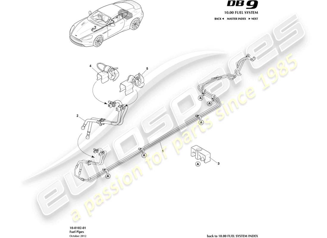 aston martin db9 (2014) fuel dsitribution parts diagram