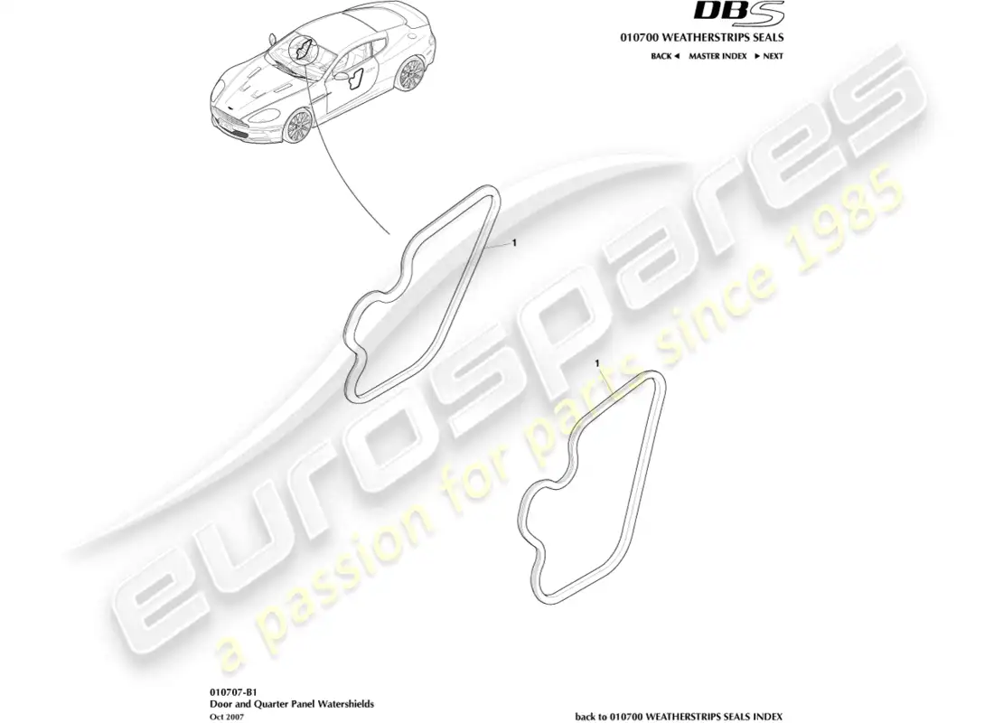 aston martin dbs (2011) watershields parts diagram