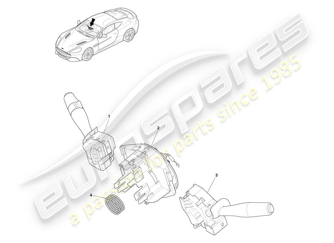 aston martin vanquish (2013) column switch assembly part diagram