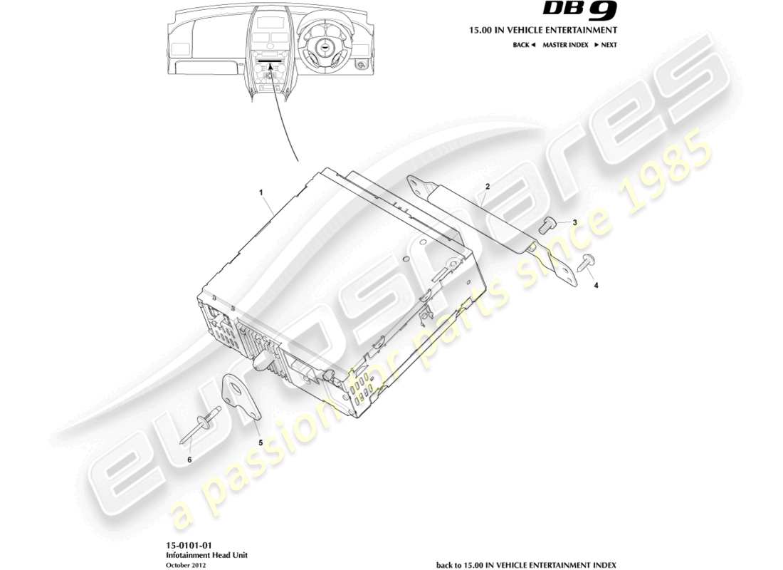 aston martin db9 (2015) infotainment head unit part diagram