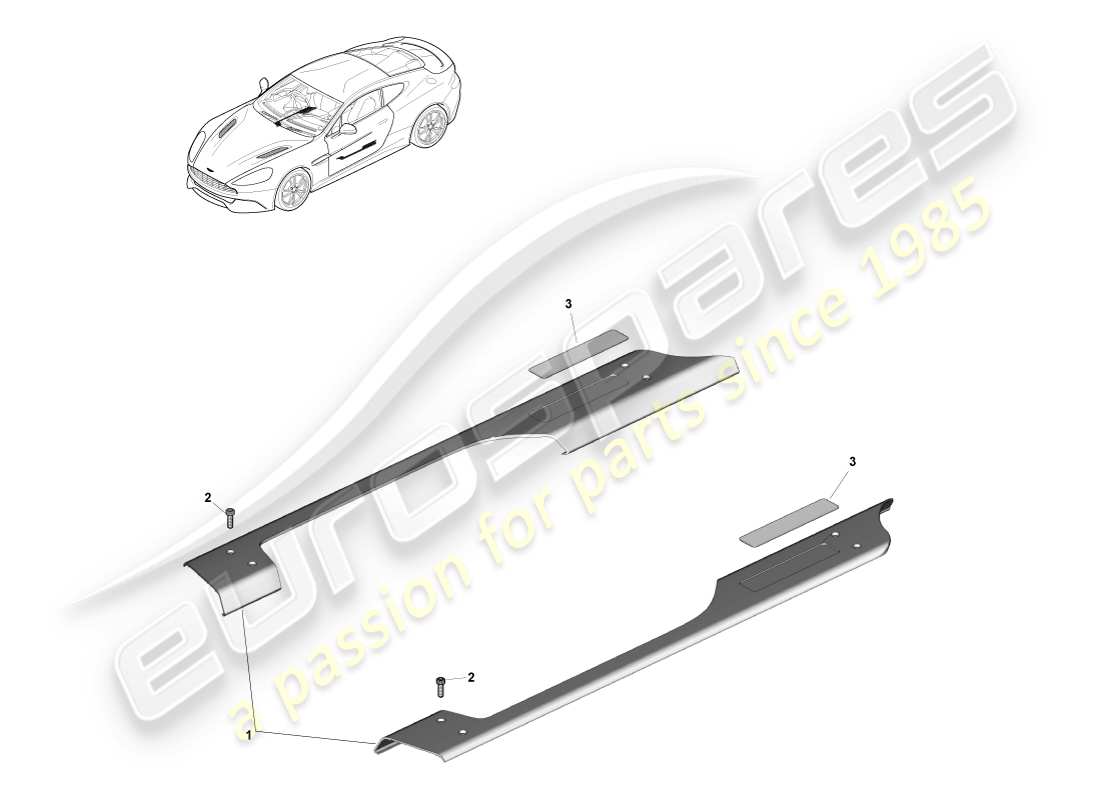 aston martin vanquish (2013) sill trim & ornamentation part diagram