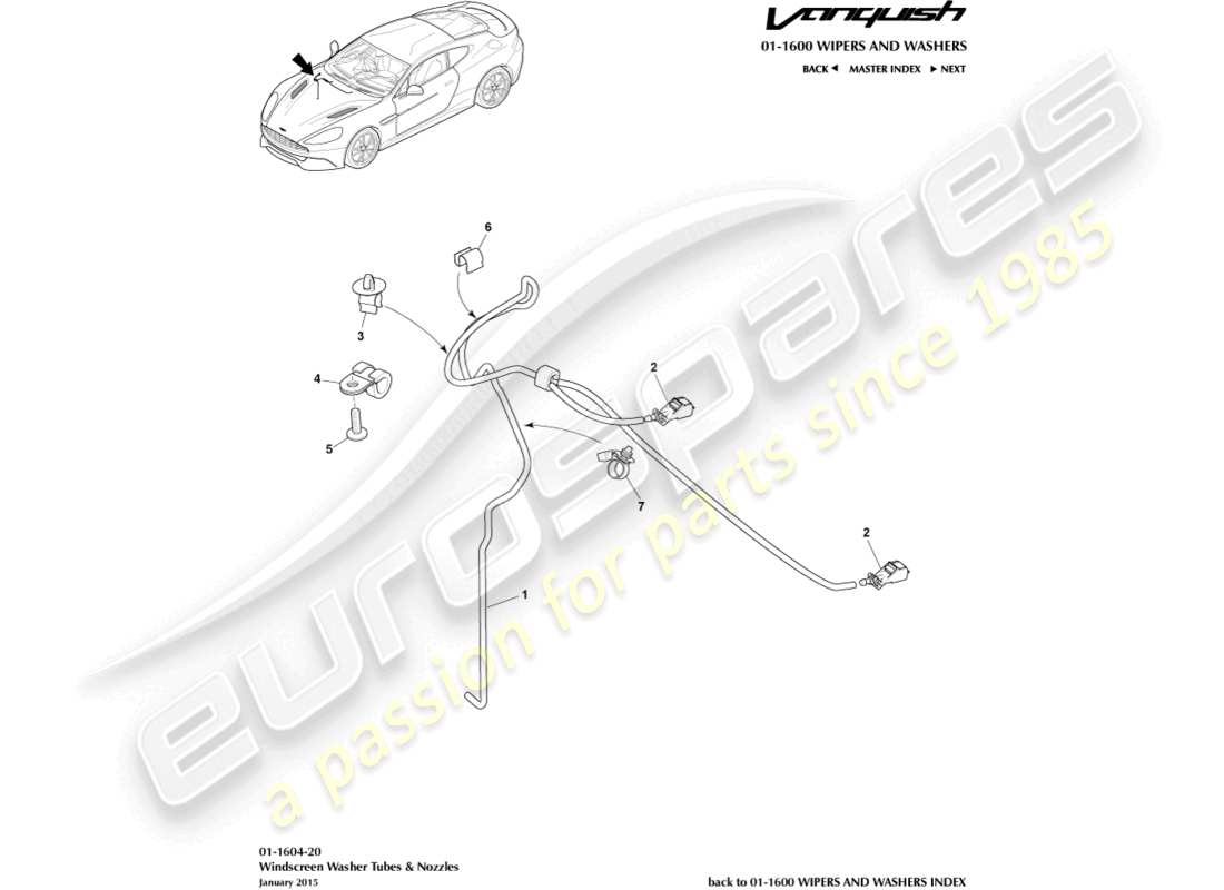 aston martin vanquish (2015) windscreen wash part diagram
