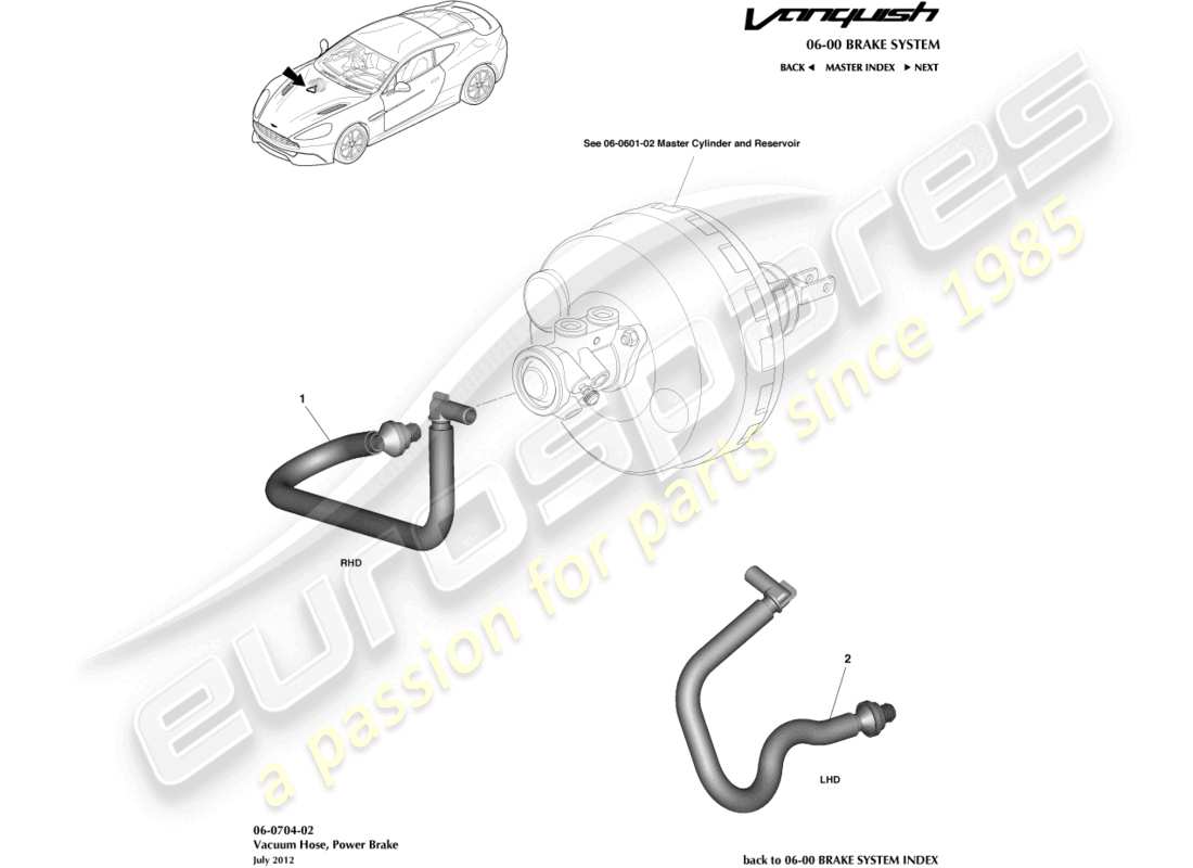 aston martin vanquish (2017) vacuum reservoir hose part diagram