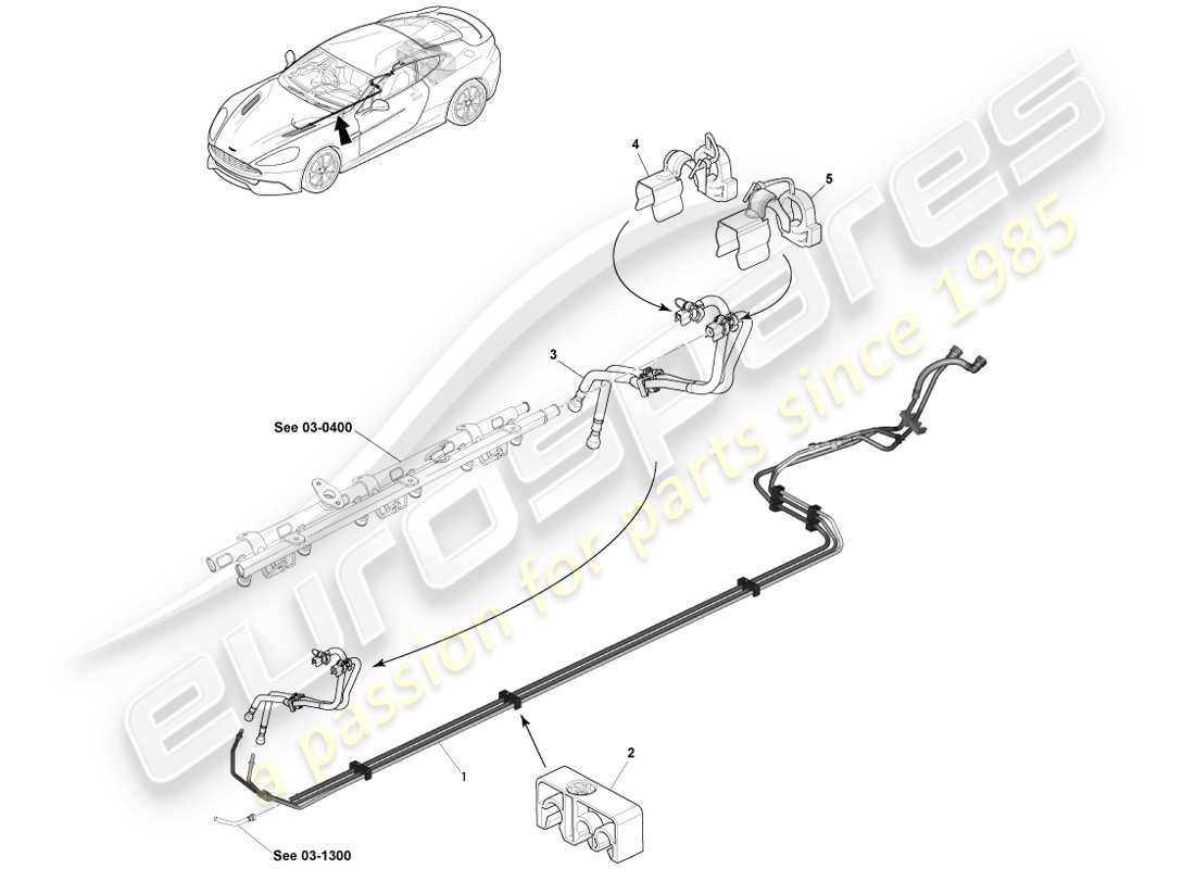 aston martin vanquish (2013) fuel distribution, to 15my part diagram