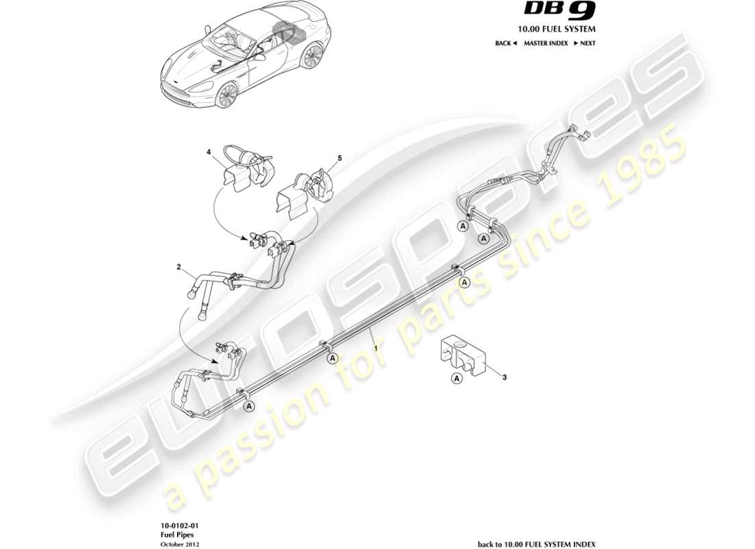 aston martin db9 (2015) fuel distribution part diagram