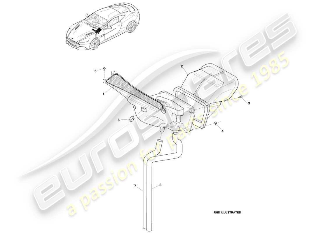 aston martin vanquish (2013) air intake components part diagram