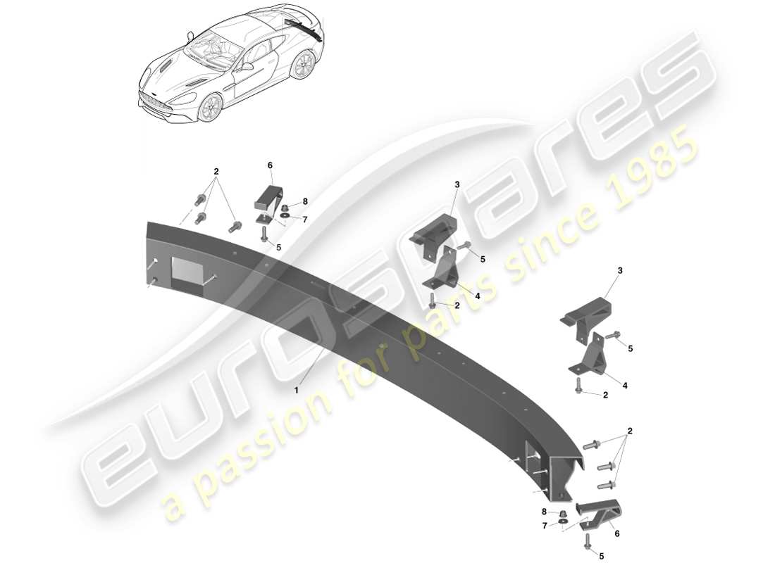 aston martin vanquish (2013) rear bumper structure, fed, gcc, china part diagram